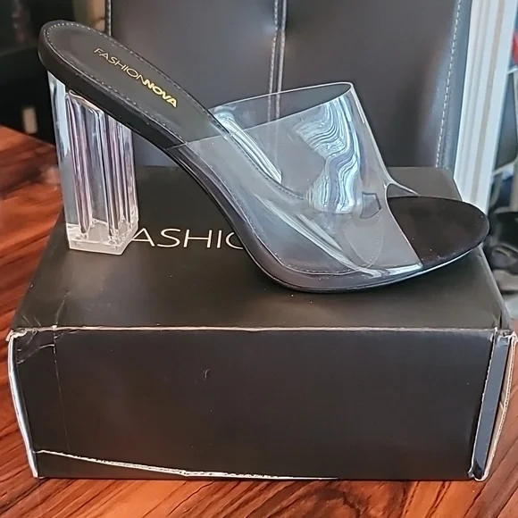 Fashion Nova Transparent and Black Heels - Picture 7 of 7